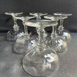 6 Champagne glasses in glass with Venetian ribs - XIXth