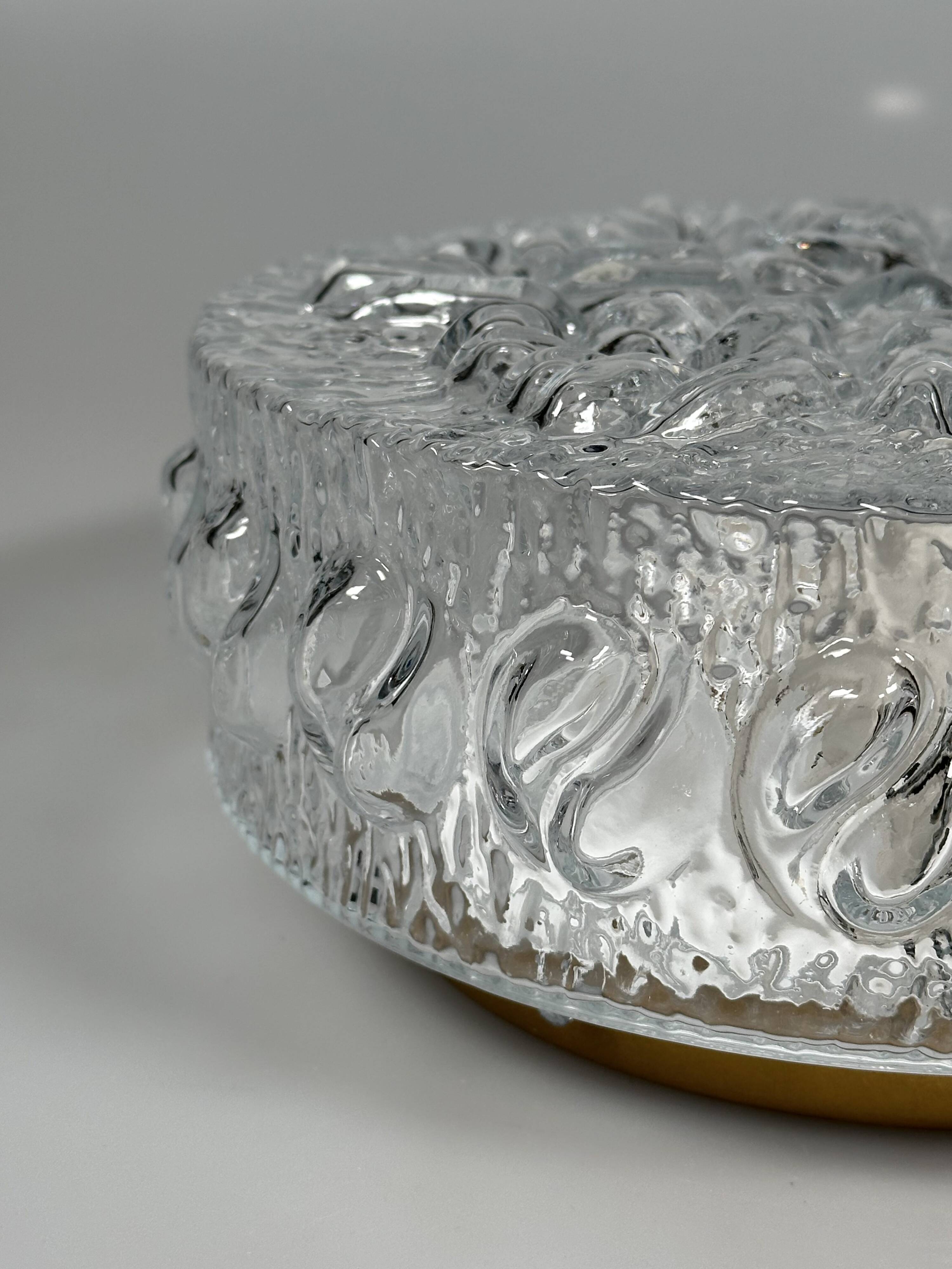 Lampe de plafond des années 1960/1970, montage encastré, verre, métal, design Space Age