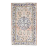 Tapis de zone en laine et coton fait main Oushak turc des années 1970, 120x207.
