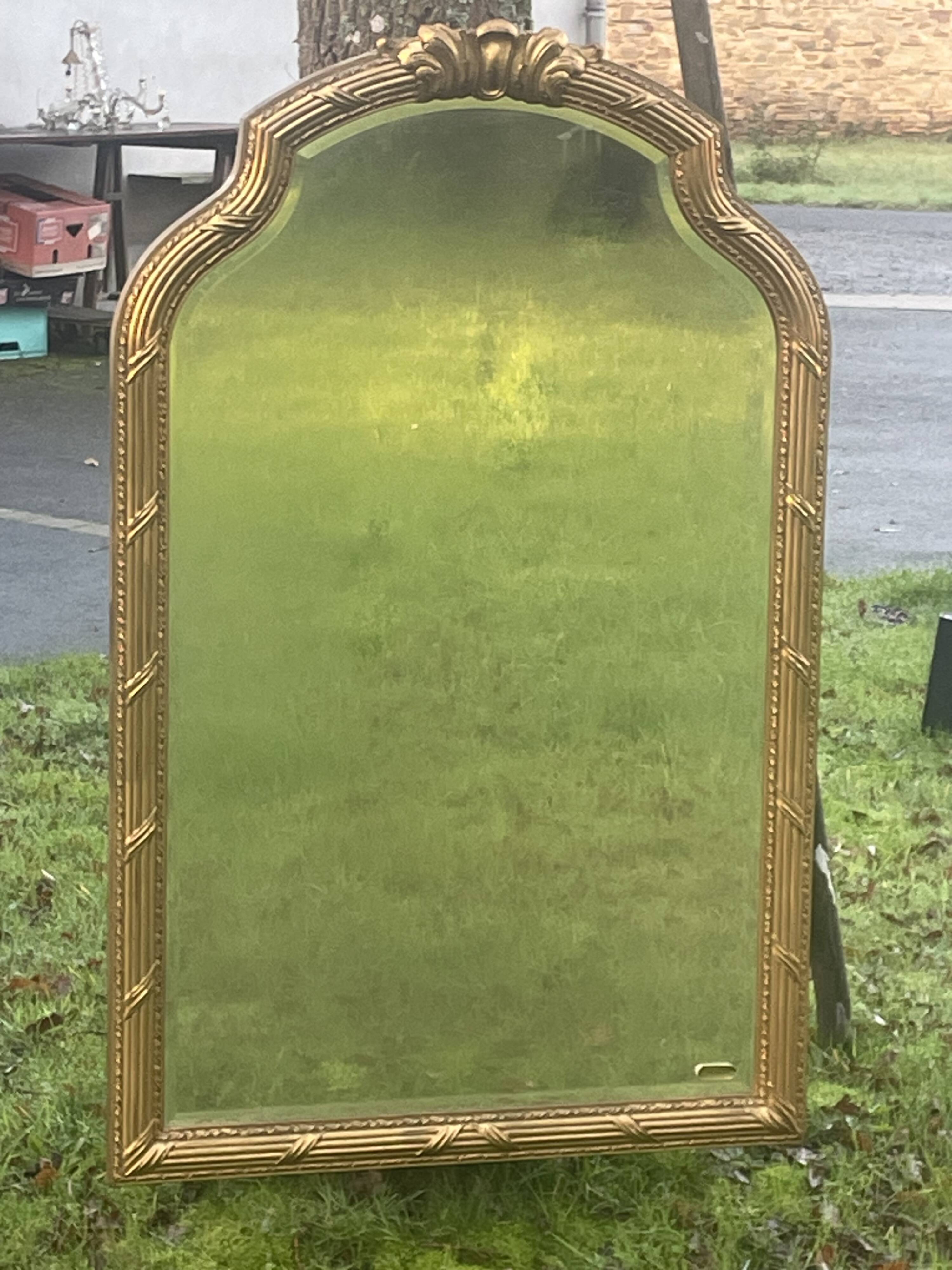 Imposing neo-classical style mirror, wood and stucco "Deknudt"