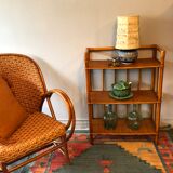 Vintage bamboo and rattan shelf