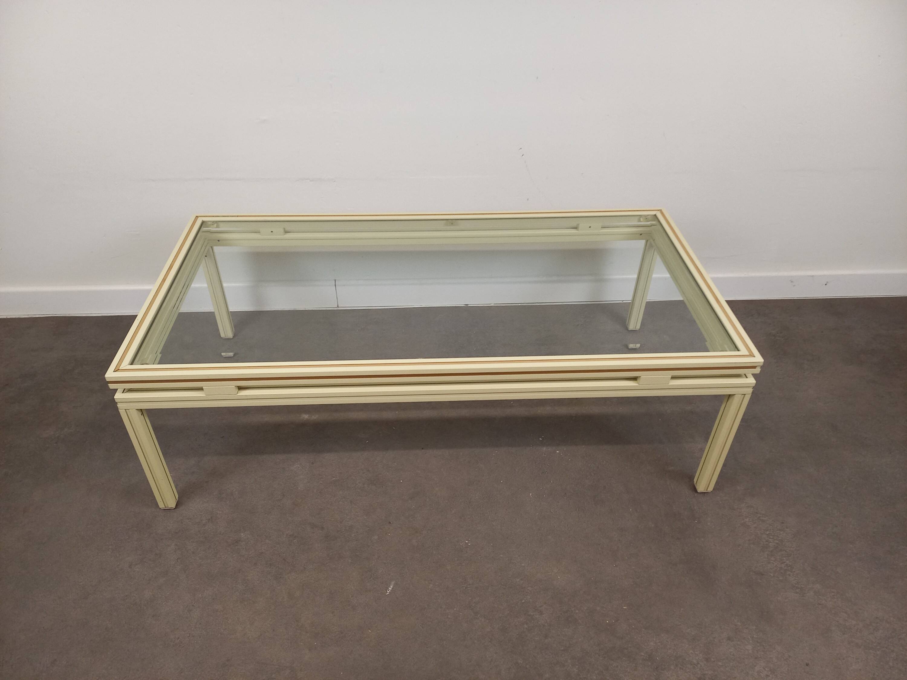 Glass and metal coffee table Pierre Vandel