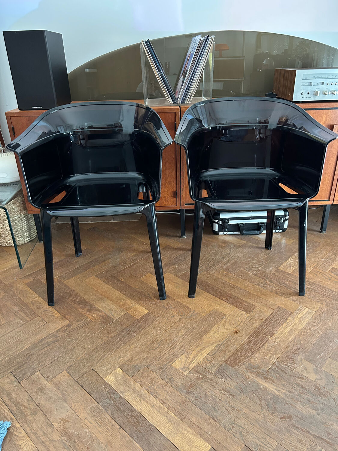 "Papyrus" black armchairs designed by Ronan and Erwan Bouroullec.