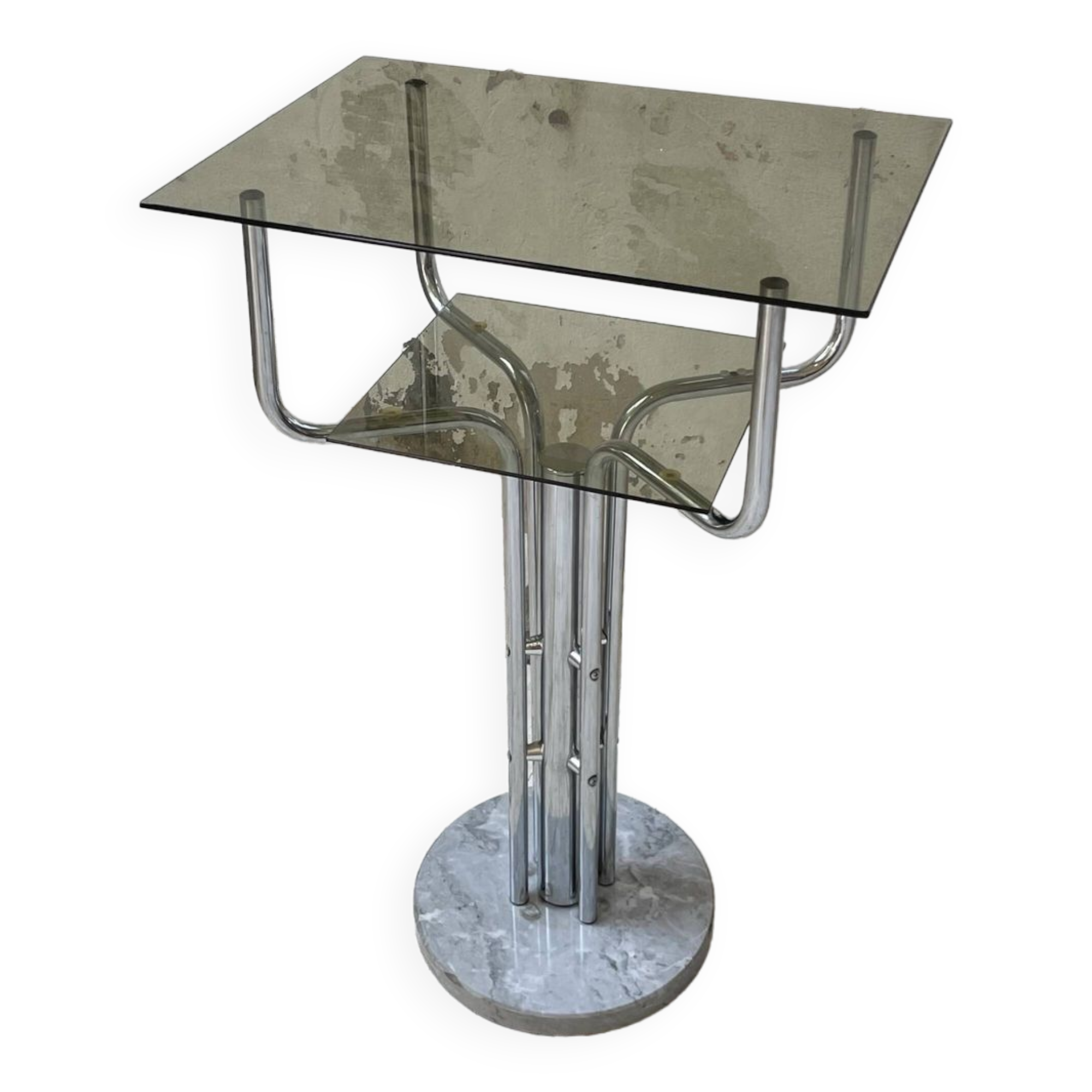 80s glass and marble console