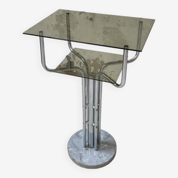 80s glass and marble console