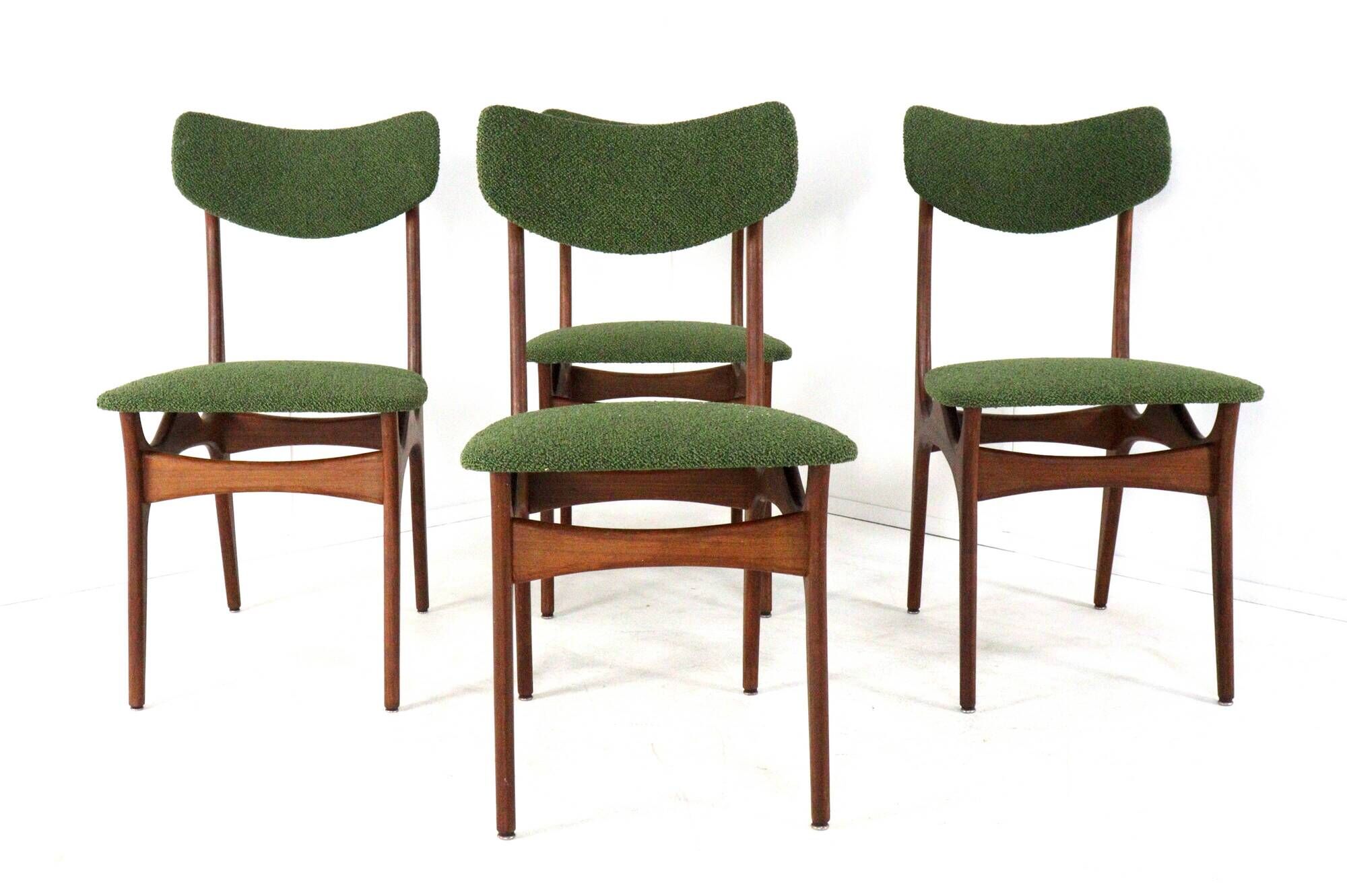 Set of 4 dining chairs 'Cindy' - new upholstery - mid century modern - teak