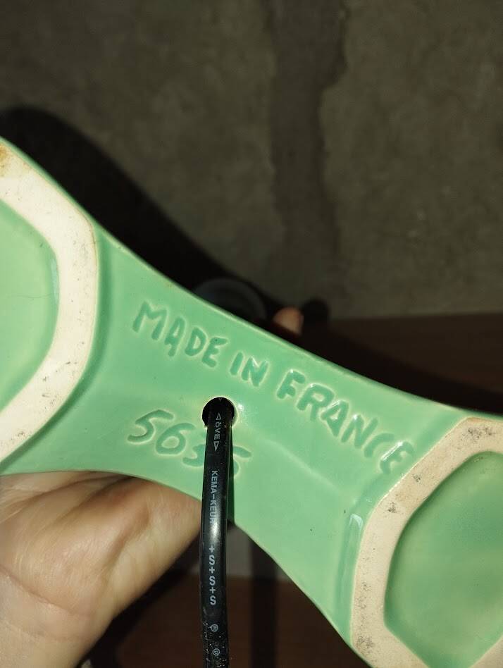 Green water slipware lamp base numbered – 1950s