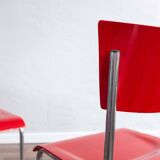 Functionalist Bauhaus Style Red Dining Chairs By Kovona, 1940s