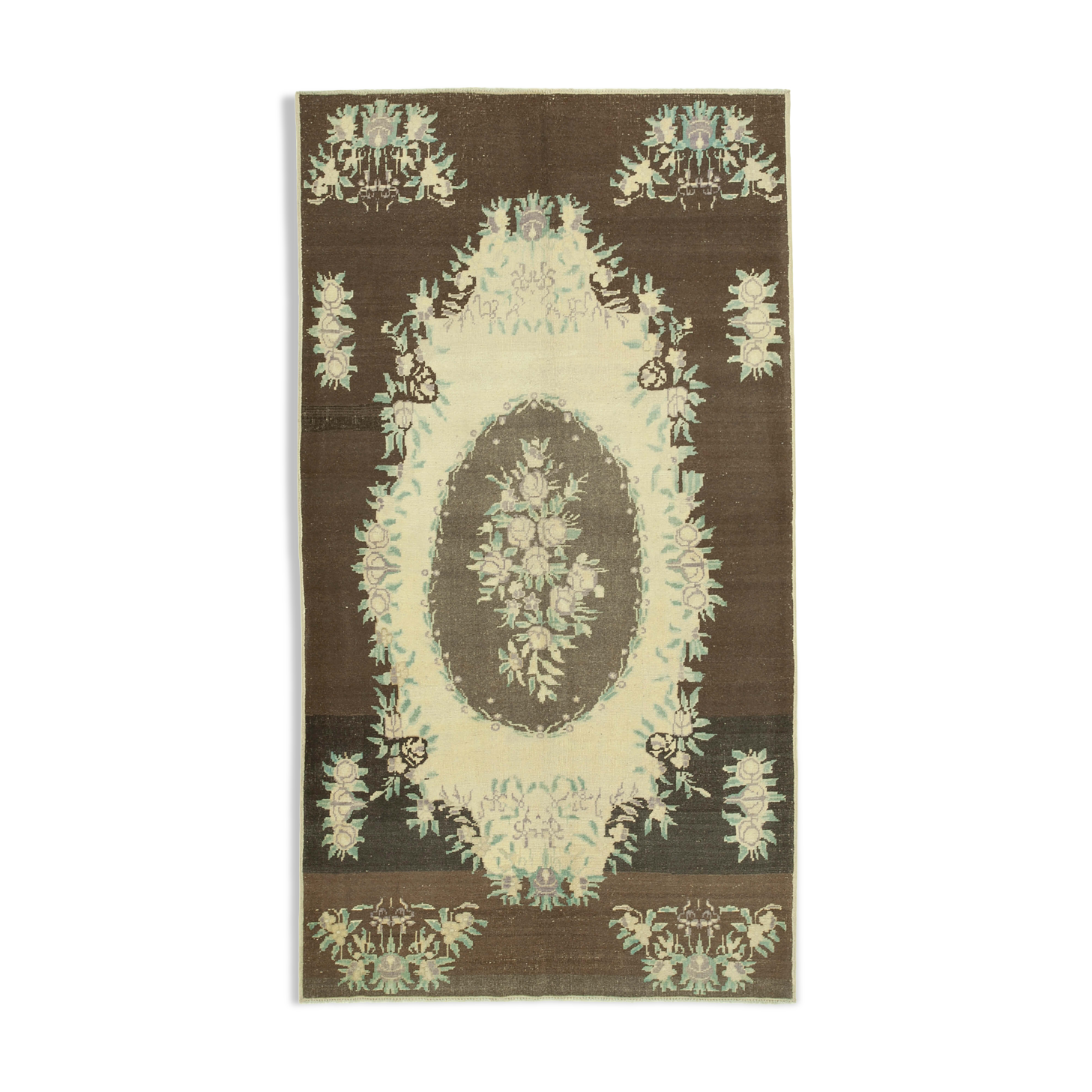 Tapis beige turc antique noué à la main 148 cm x 270 cm