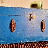 Blue old wooden trunk