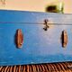 Blue old wooden trunk