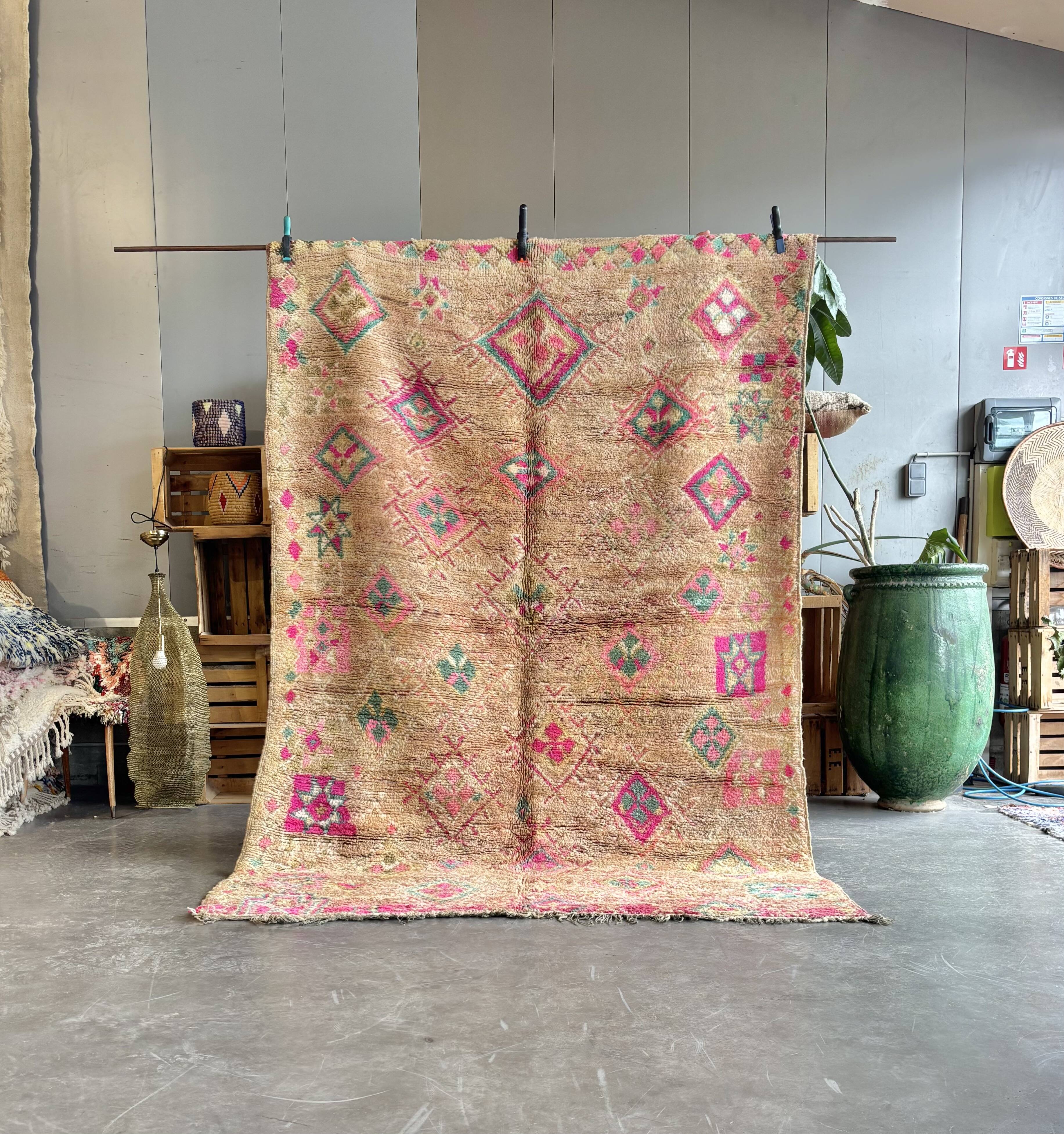 Bohemian Vintage Moroccan Rug from the Boujad region