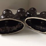 Set of black Vallauris candlesticks, 1950s vintage