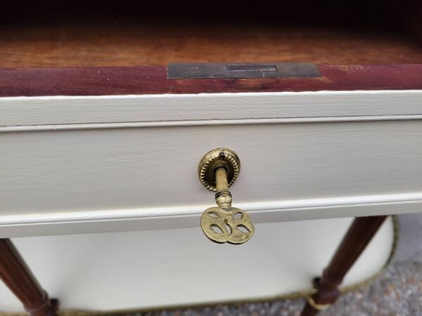 Console desserte Louis XVI en acajou massif et marbre vers 1850