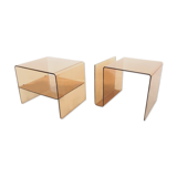 Pair of vintage smoked lucite perspex side tables