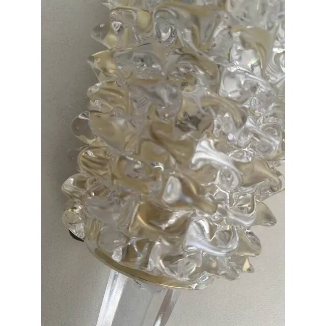 Pair of clear Murano glass wall sconces in the Barovier Art Deco style. Rostrato