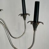 Neoclassical style chandelier in silver-plated metal by the house of Charles.