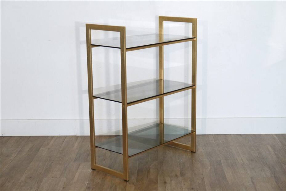 Italian glass and gold metal shelf from Artelano 1970