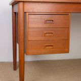 Swedish extendable teak desk, sliding unit and folding extension 1960.