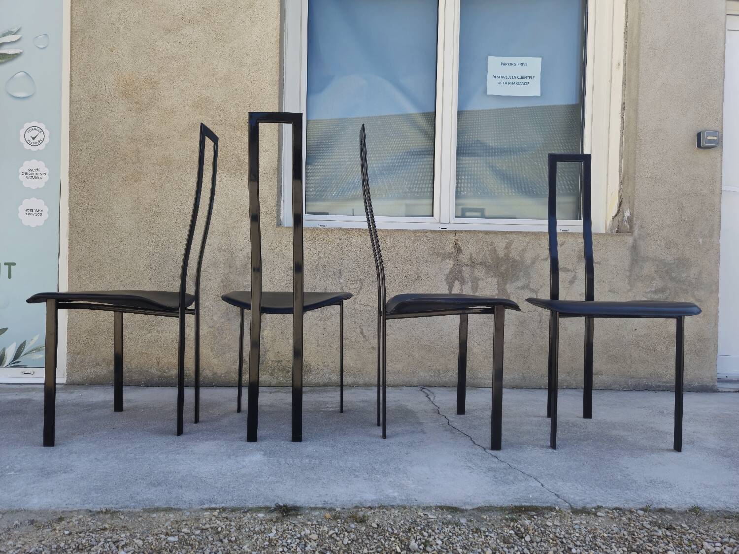 Set of 4 chairs Design Italy signed Cattelan 1980 vintage