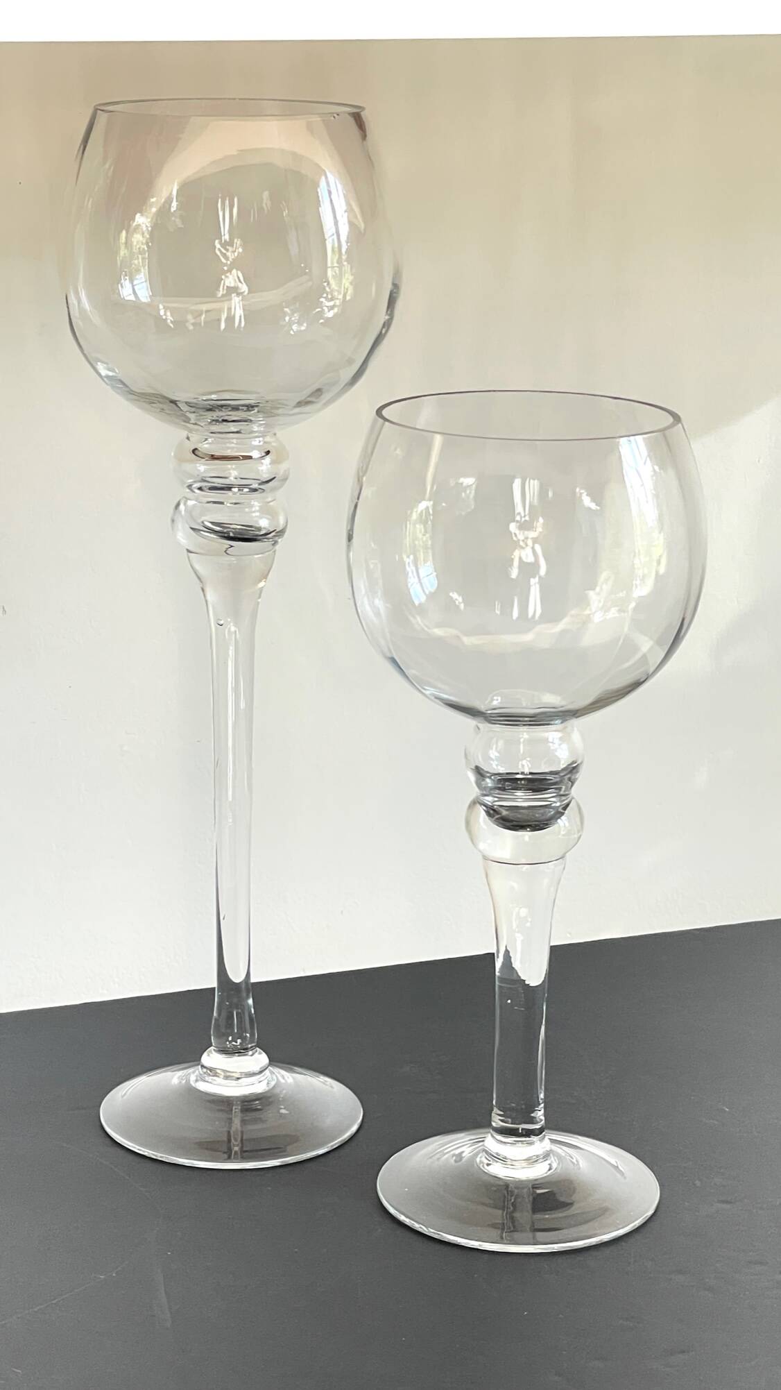 Duo of xl tealight holders in vintage crystal