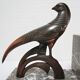Pair of greenhouse books bird Art Deco metal patinated marble
