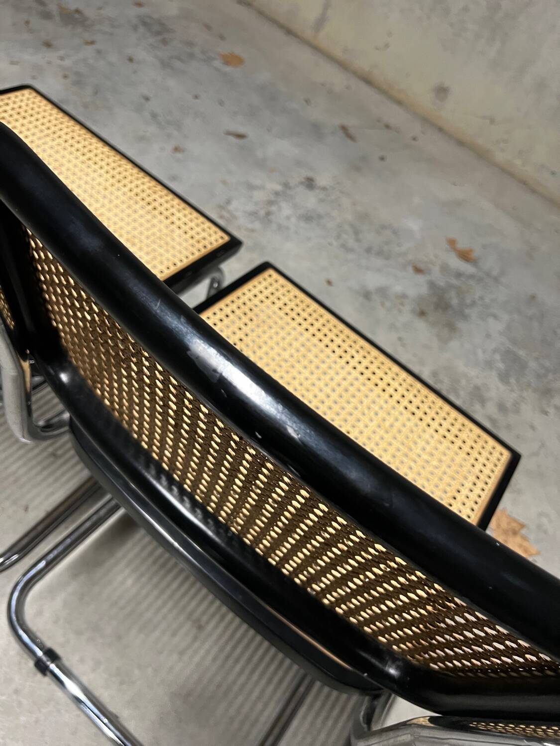 Pair of Marcel Breuer B32 Cesca black chairs