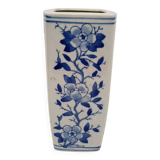Blue and white square porcelain vase – Asian style / Delft blue