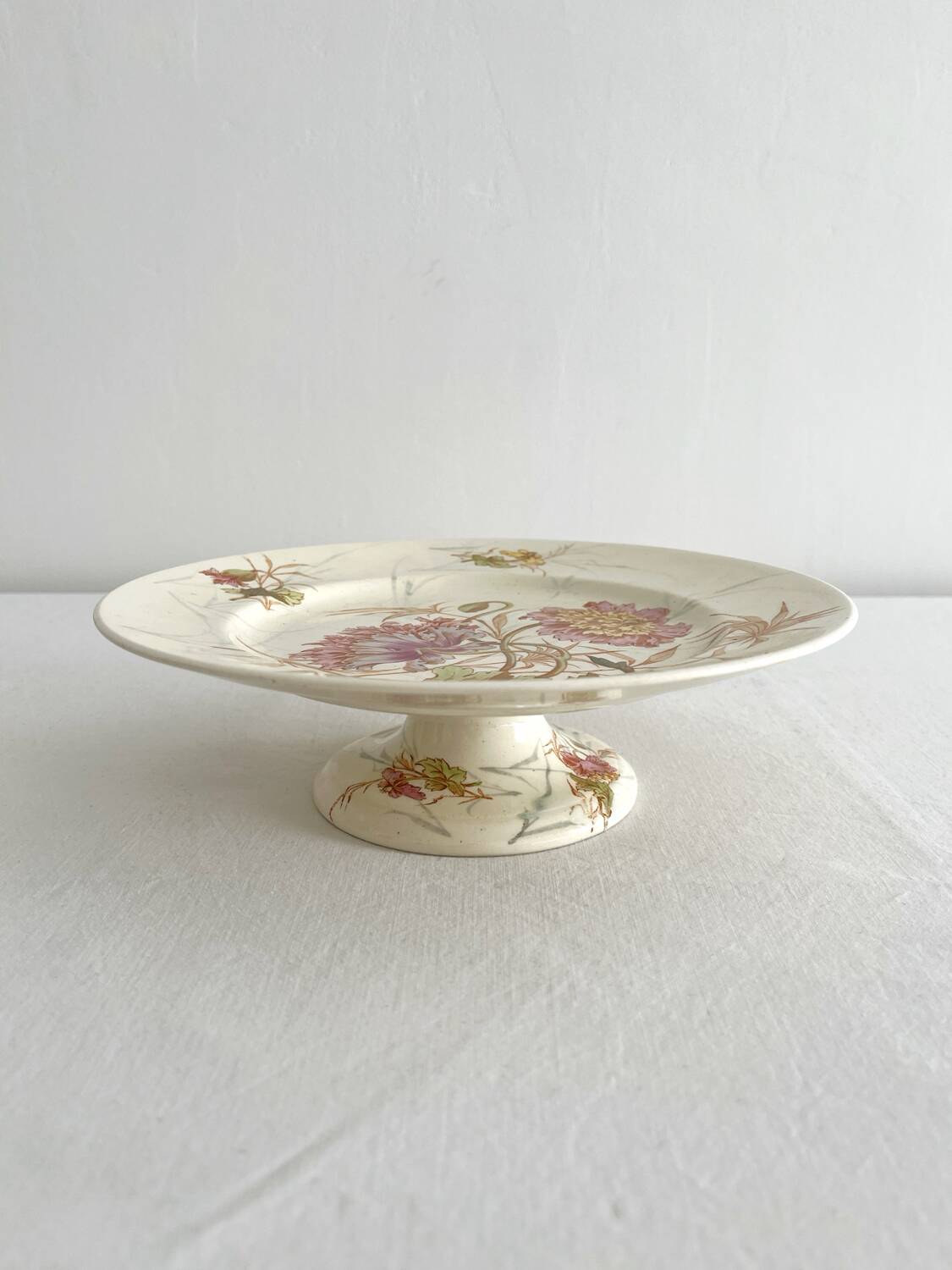 Low polychrome ironstone compote dish "Poppy" KG Lunéville