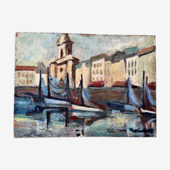 Huile sur isorel le port St Tropez