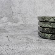 Lot de 4 sous-verres octogonaux épais en marbre vert indien Angelo