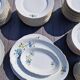Porcelain tableware service Bareuther, 75 pieces with forget-me-not decoration.