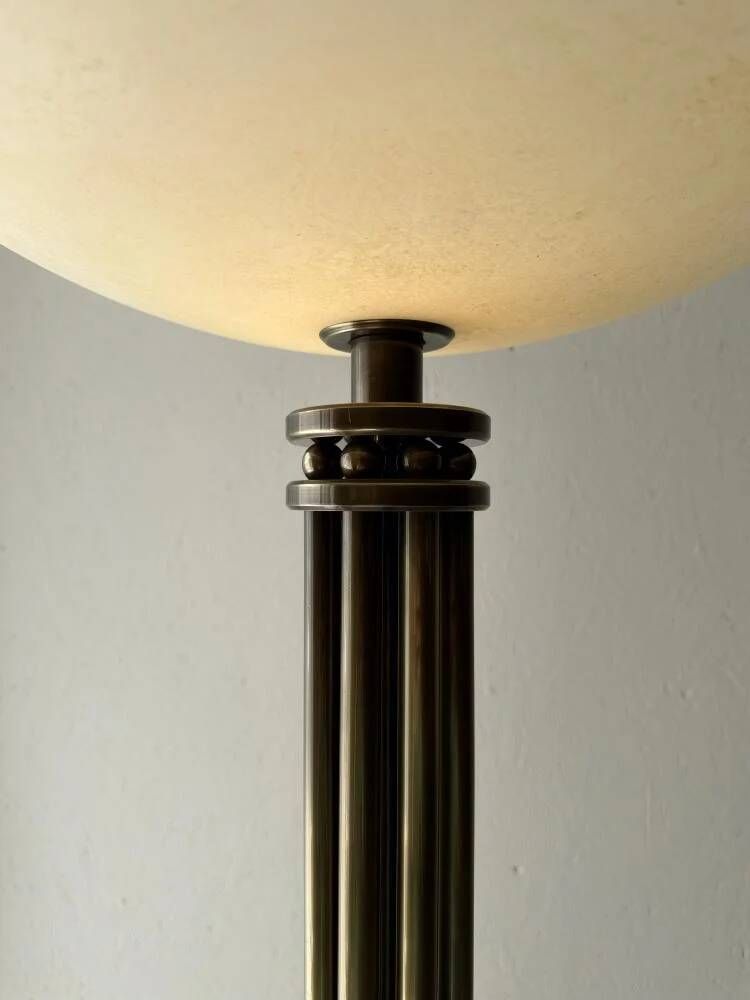 Lumiere brass floor lamp with glass uplighter France 1980s