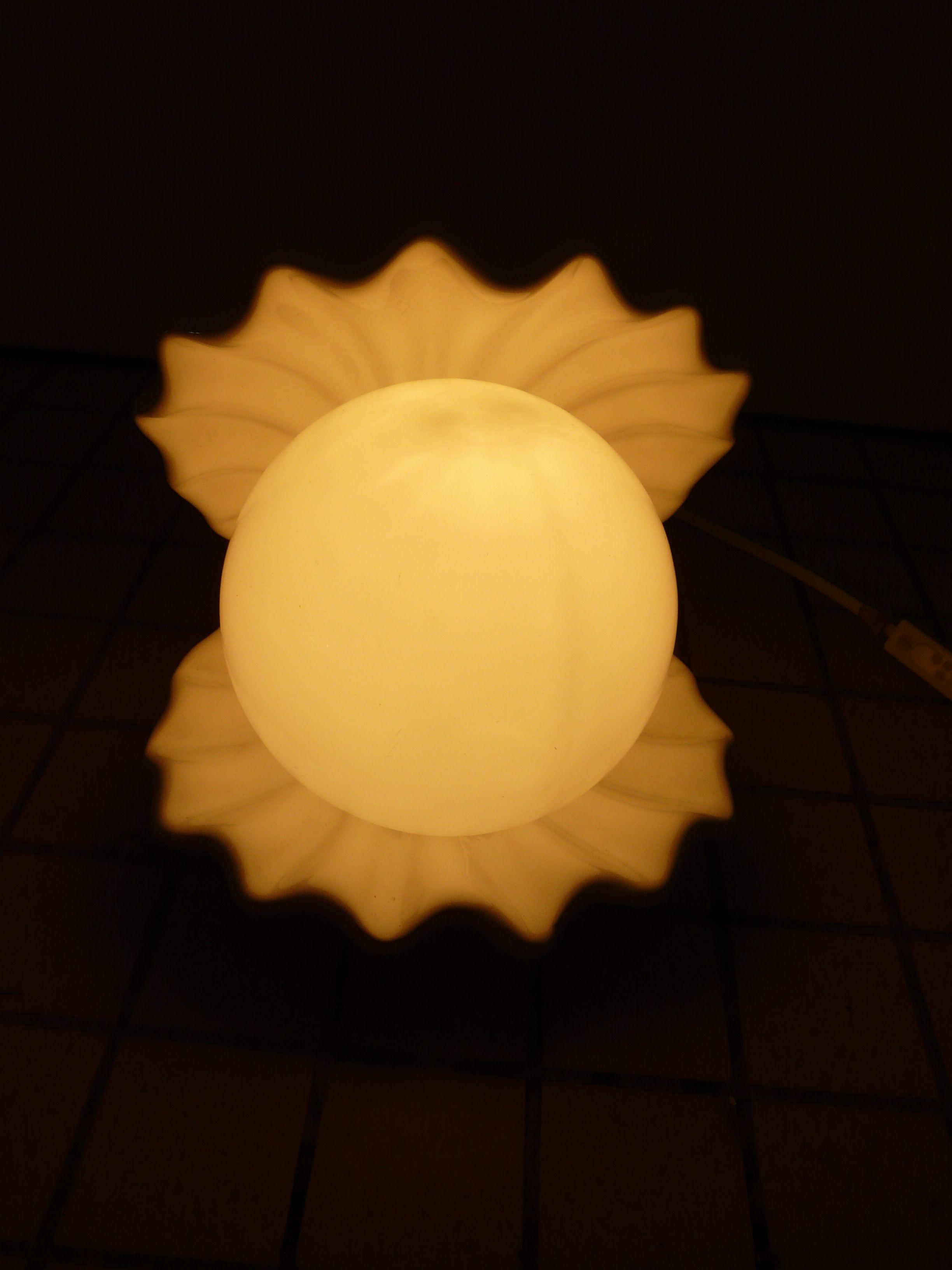 Ceramic and opaline shell lamp France 1970