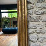 Mirror 153/101cm Louis-Philippe with pediment and pearl gold leaf.