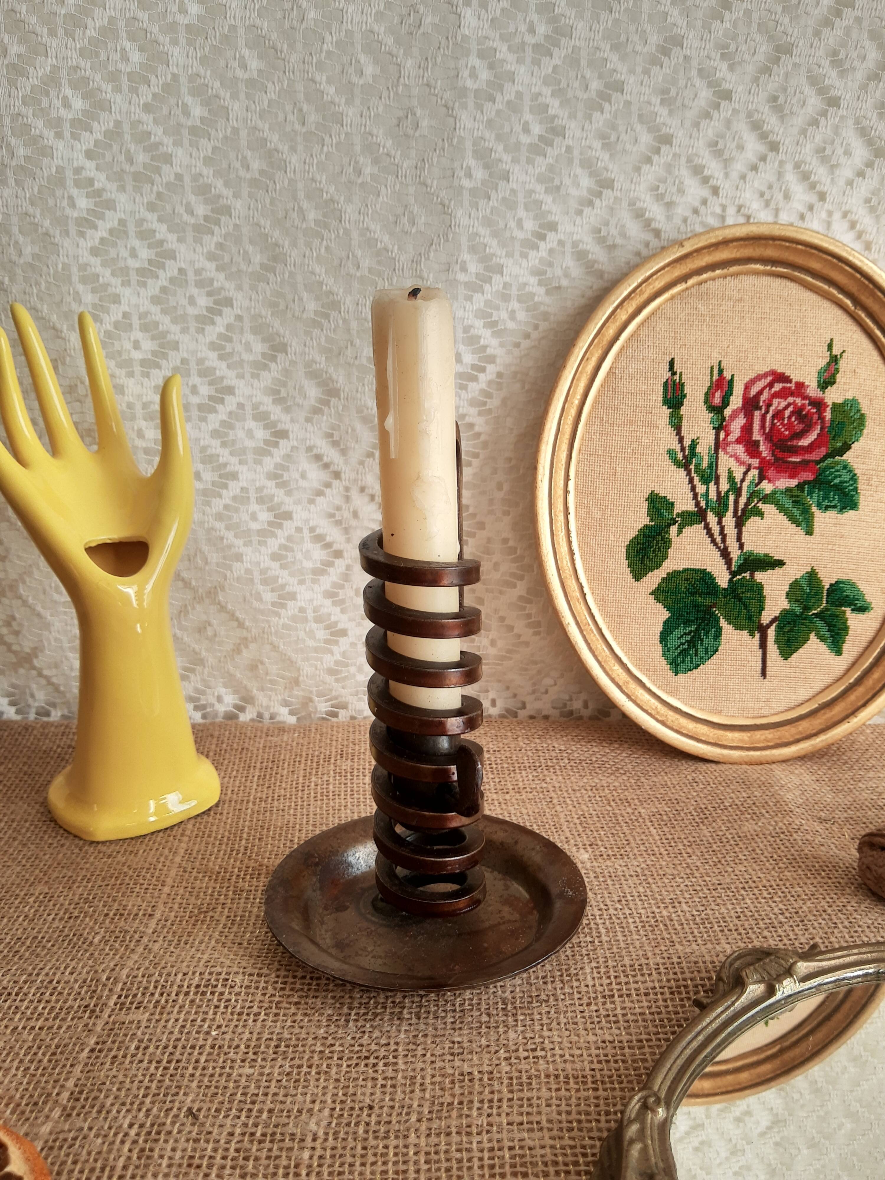 Spiral cellar rat candle holder - vintage
