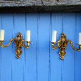 Louis XV style Bronze Brass twin arm wall lights