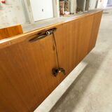 Scandinavian teak bed 1960 140x190 with table and light