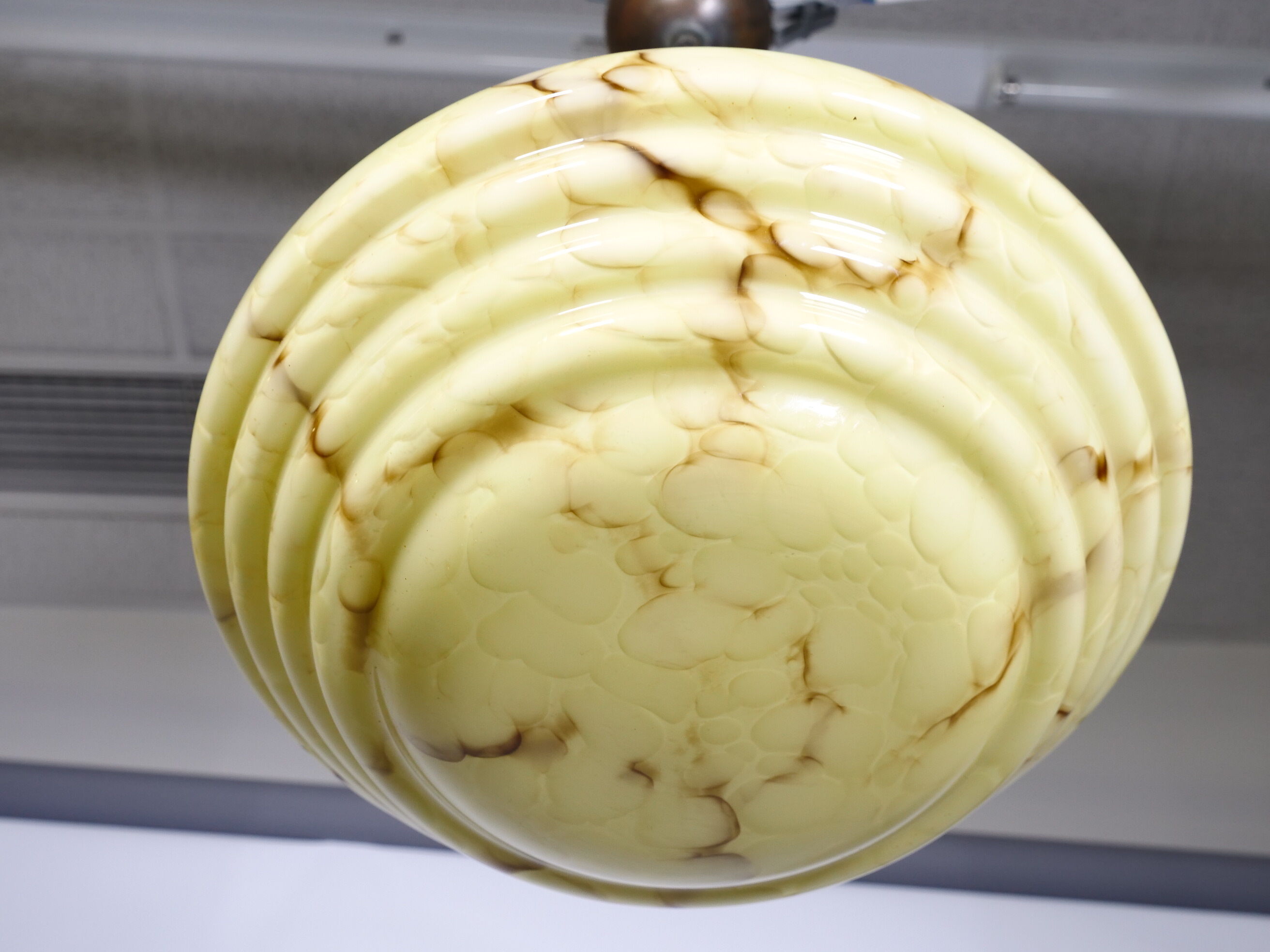 Art Deco Opaline Glass Ceiling Lamp, 1920s–1930s