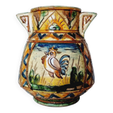 Antique majolica water pitcher made in Italy and hand painted.
