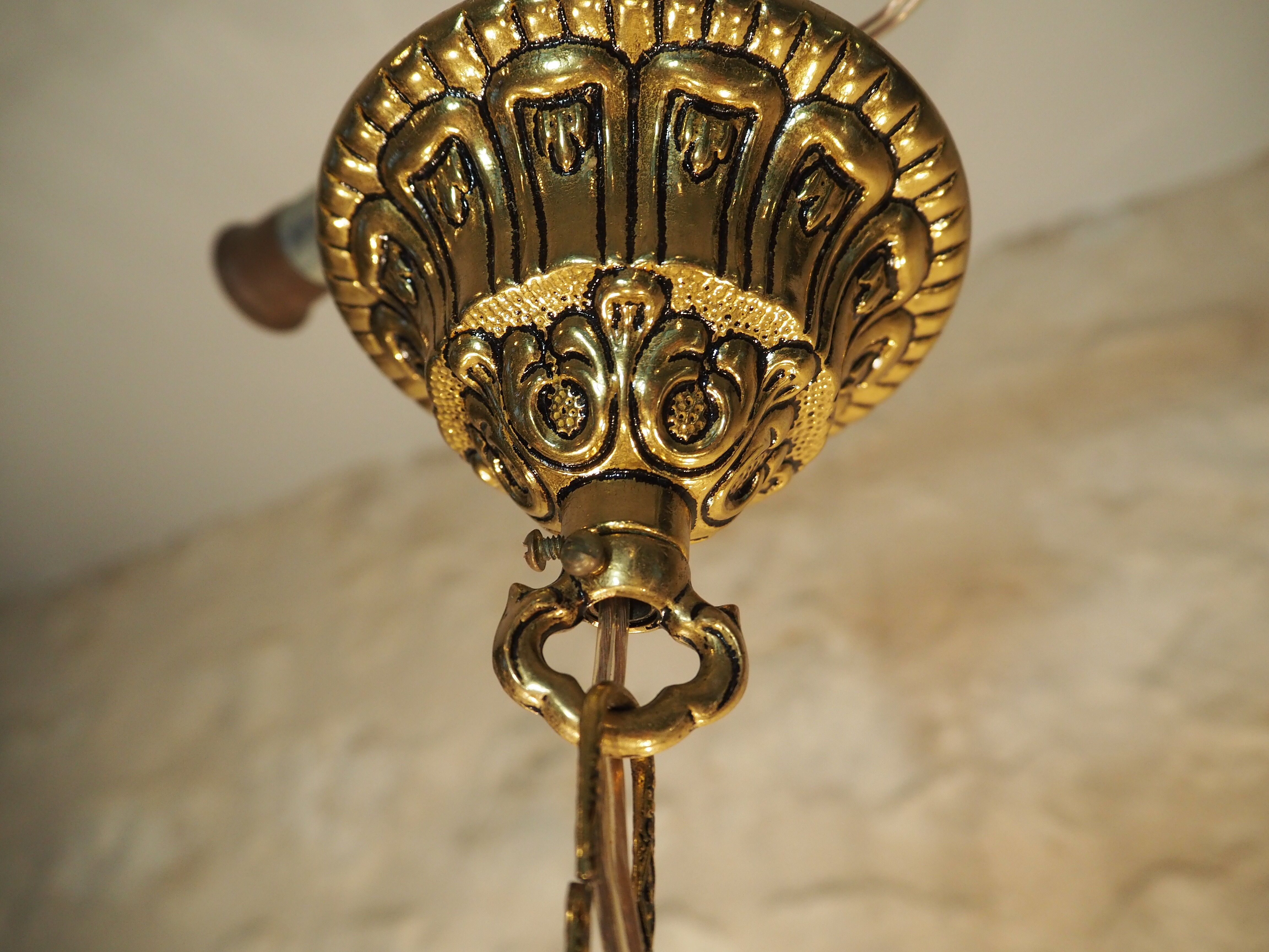 Bronze chandelier and faceted crystal stamps