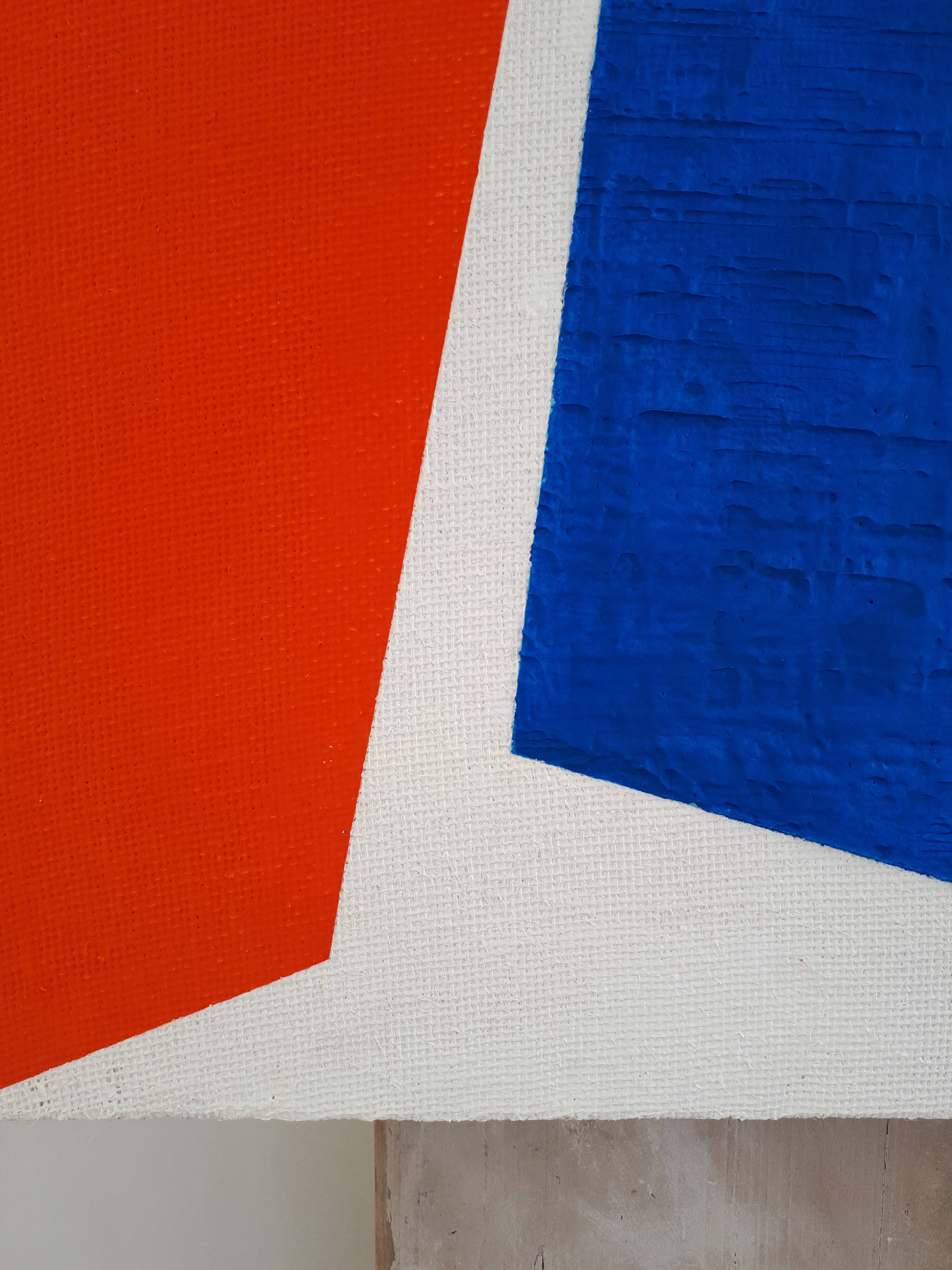 Peinture abstraite contemporaine sur toile de jute 60 x 97cm