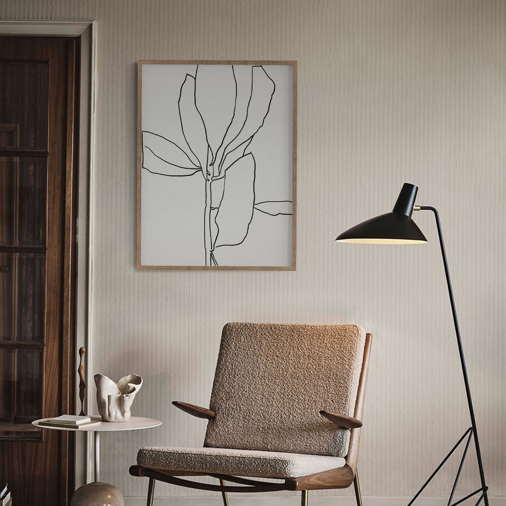 Botanical illustration black lines 50x70cm