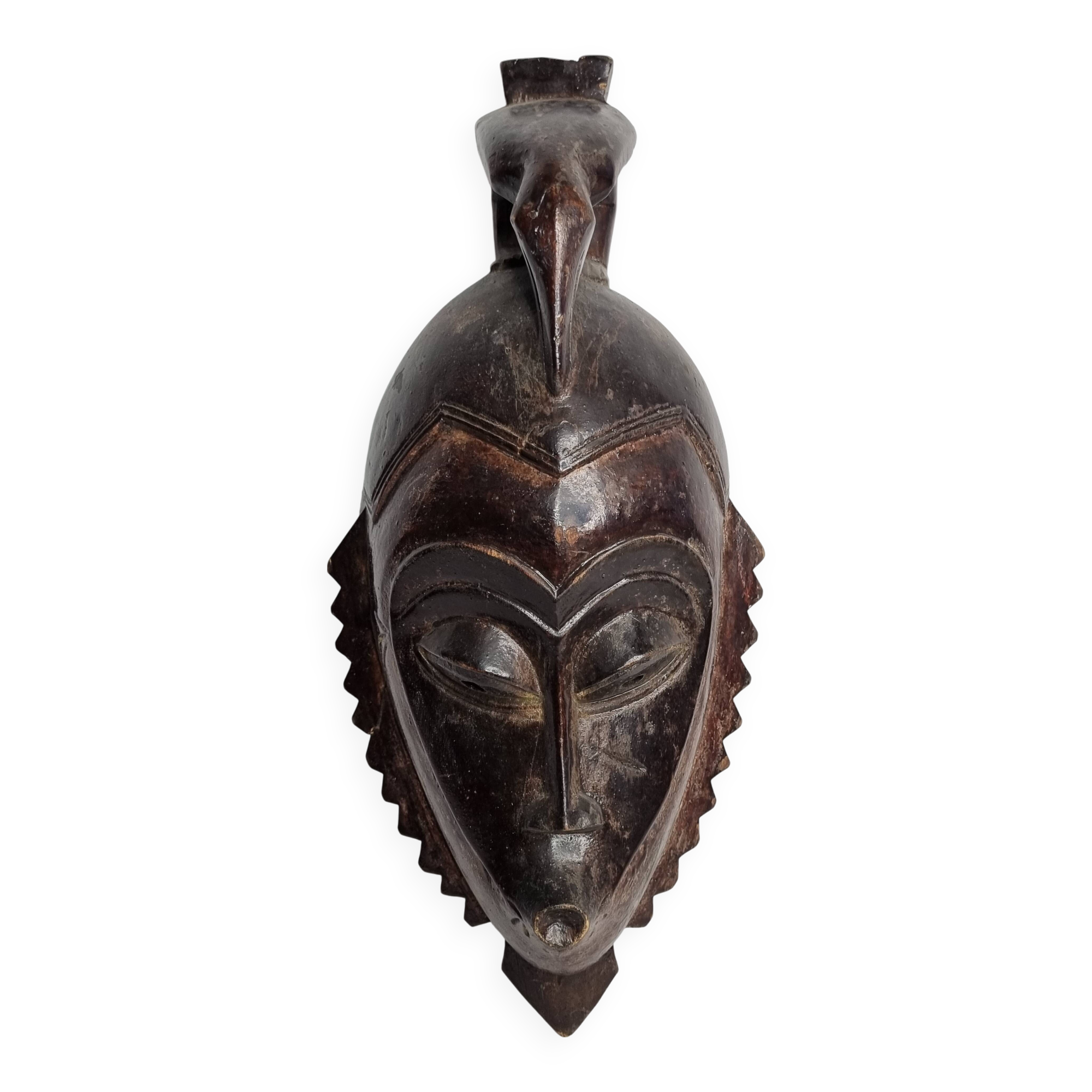 Masque Baoulé Goli en bois verni – Côte d’Ivoire, XXe siècle, 40 cm x 16 cm