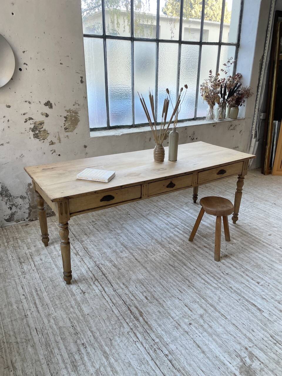2m walnut drapery farmhouse table