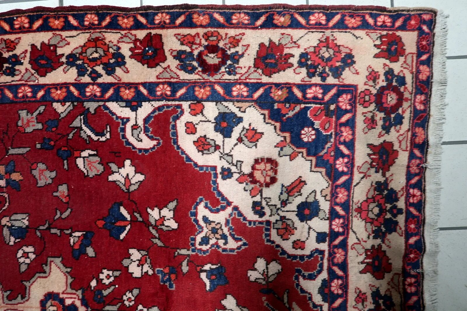 Antique handmade wool Malayer rug 4.9' x 8.6' circa 1920s - 1C1285