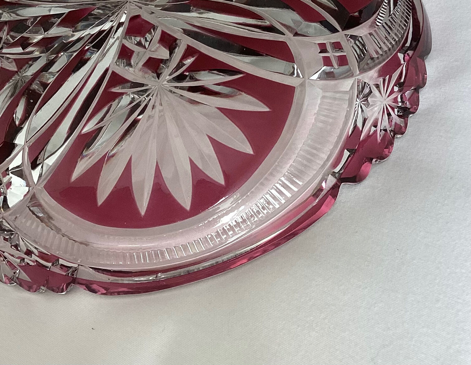 Empty pocket, red cut crystal bowl