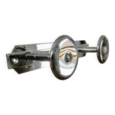 Wall-mounted coat rack in chrome brass, Art Deco, 2 hooks, 1940s 50s