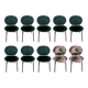 Set of 10 Calligaris Ines chairs in green velvet and tropical fabric.
