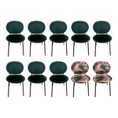 Lot de 10 chaises Calligaris Ines en velours vert et tissu tropical